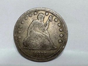 Cuarto de cuarto de libertad sentada de 1876 sin graduar hallazgo patrimonial - Imagen 1 de 5