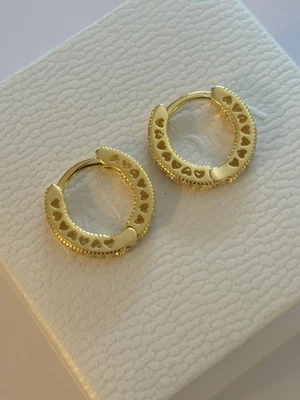 Genuine Pandora Gold Pavé Heart Hoop Earrings 286317C01 | Ex display, Never Worn - Image 1 of 4