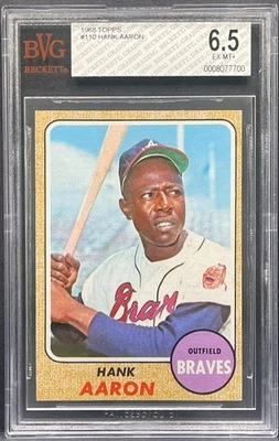 1968 TOPPS HANK AARON VINTAGE BASEBALL CARD #110 HOF BRAVES GRADED BVG 6.5 EX-MT - Image 1 of 2