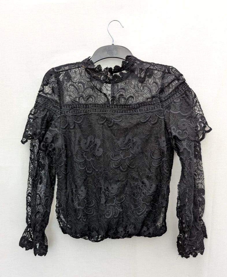Whimsigoth Top Womens M L Lace Mesh Blouse Witchy Romantic Goth Steampunk Fairy - Изображение 1 из 4