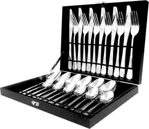 Juego de cubiertos OVENTE 24 piezas servicio para 6, cubiertos duraderos de acero inoxidable C - Imagen 1 de 12