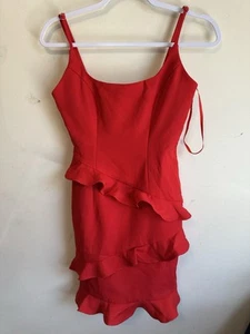 Hello Molly Minikleid Neu mit Etikett durchs dunkelrot Rüschen Größe XS sexy Party - Bild 1 von 7