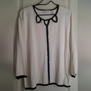 Alfred Dunner White Top with Black Trim Rayon/ Nylon XL Formal Party Church - Picture 1 of 9