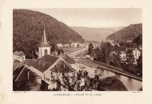 LUTZELBOURG EGLISE ET CANAL PLANCHE 1938 OLD PRINT - Picture 1 of 1