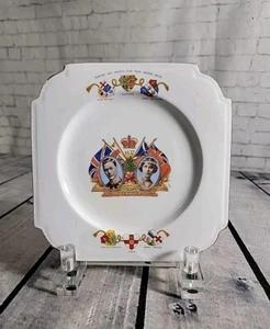 Aynsley 1937 Coronation King George VI Square Cake Plate Bone China England - Picture 1 of 7