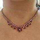 1950s Sparkly Pink And Red Diamanté Bling Necklace