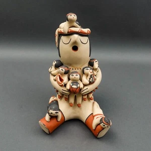 Marie Toya Signed Jemez Pueblo Storyteller 8 Children Pottery Sculpture Figurine - Picture 1 of 8