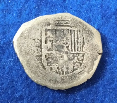 2 REAL SILVER SPANISH LAND TREASURE DATE CIRCA 1598-1621 - Image 1 of 4