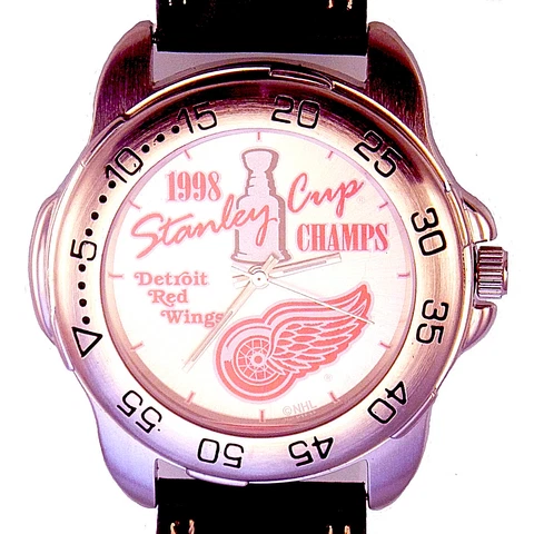 Detroit Red Wings, Stanley Cup Hockey Sportivi Unworn NHL Mans Vintage Watch $85 Cover