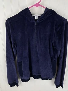 TOMMY HILFIGER Womens Navy Blue Long Sleeve 1/4 Zip Hooded Sweater M - Picture 1 of 10