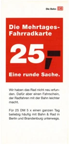 DB Die Bahn – Mehrtages-Fahrradkarte – eine runde Sache – Stand: Juni 2001 - Bild 1 von 1