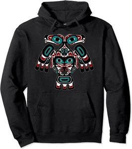 Nuevo Pullover Sudadera con Capucha Alaska Nativo Americano Indio Tlingit Águila Oso Clan Espíritu - Imagen 1 de 4
