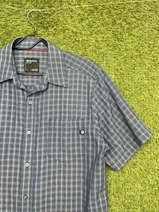 Marmot Shirt Mens Large Blue Plaid Button Down Short Sleeve Hiking Outdoors Y2K - Picture 1 of 22