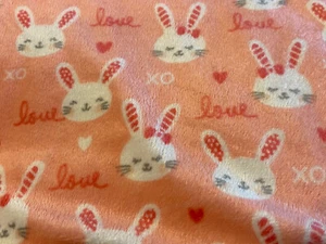 Kidgets Pink Bunny Rabbit Love Baby Blanket Lovey White Sherpa Plush Girl - Picture 1 of 6