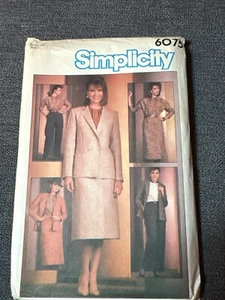 Simplicity 6075 Misses Sewing Pattern Size 12 Jacket Skirt Pants & Blouse 1984 V - Picture 1 of 5