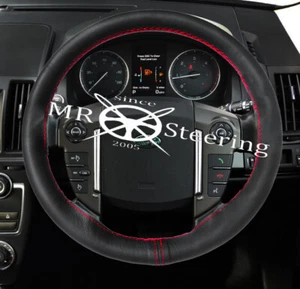 FITS LAND ROVER DISCOVERY 4 09-16 LEATHER STEERING WHEEL COVER RED DOUBLE STITCH - Picture 1 of 3