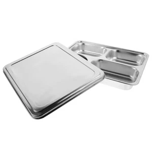 Stainless Steel Divided Dinner Plate Lunch Dinner Container Plate Tray Divided - Picture 1 of 12