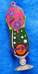 UYENO-EKI TOKYO HURRICANE GLASS PINK FLORAL WIND BELL Hard Rock Cafe PIN LE - Picture 1 of 1