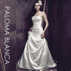 10 π€ Paloma Blanca | 4008 | Size 12 | Ivory Silk Wedding Dress - Picture 1 of 8