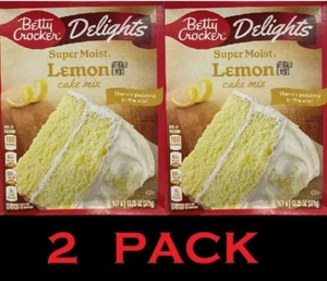 Betty Crocker Delights SUPER MOIST Lemon Cake Mix 13.25 oz Box - 2 PACK - Picture 1 of 4