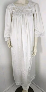 Christian Dior Size M? L? Vintage Long White Cotton Lace Trim Nightgown Note! - Picture 1 of 7