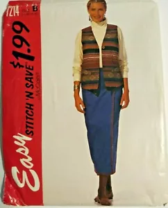 McCall's Vest & Wrap Skirt Pattern # 7214, Size B (14-16-18-20) Misses - Uncut - Picture 1 of 1