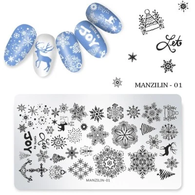 UK Nail Stamping Plate Christmas Series Image Stencil Nail Art Templates #1