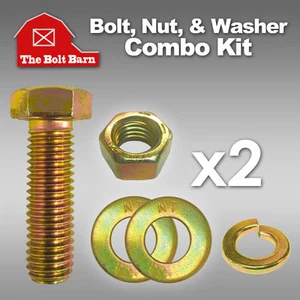 (2) 1/2-13x1 Grade 8 Hex Cap Screws Bolts, Hex Nuts, Washers, Lock Washers - Picture 1 of 6