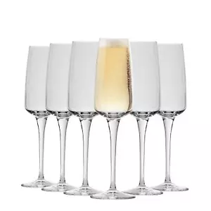 Champagne Flutes Glasses Aurum Flute Glass 230ml Stemmed Cocktail Glasses - Picture 1 of 6
