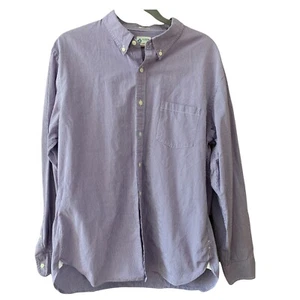 J Crew shirtings Button Up Shirt Mens XL 17.5 long sleeve Purple White Checks - Picture 1 of 10