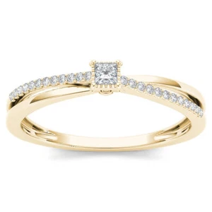 10k Yellow Gold 0.13Ct Diamond Halo Engagement Ring Sz 8.5 Clarity I2 Color H-I - Picture 1 of 8