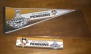 2016 PITTSBURGH PENGUINS STANLEY CUP CHAMPIONS PENNANT & STREET SIGN - NEW - Picture 1 of 1