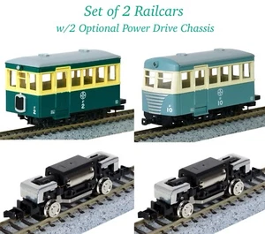 HOn30/HOe Tomytec Nekoya Narrow Gauge Railcar 2-Pack w/Power Drive Chassis H0e - Picture 1 of 19
