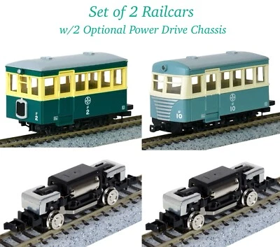 HOn30/HOe Tomytec Nekoya Narrow Gauge Railcar 2-Pack w/Power Drive Chassis H0e - Image 1 of 4