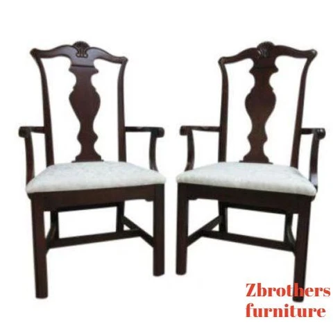 Pair Pennsylvania House Cherry Shell Carved Dining Room Arm Chairs Set A Cover