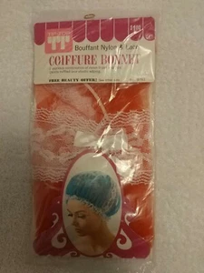 ¡Gorro de peluquería vintage! ¡Tejido y encaje de nailon Bouffant! ¡Borde elástico! ¡BONITO! - Imagen 1 de 7