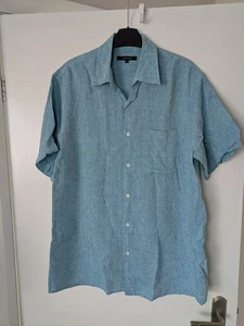 Camisa de manga corta de lino azul claro Jaeger para hombre talla M mediana - Imagen 1 de 5