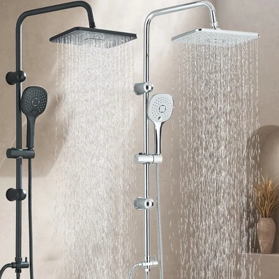 Duschset Regendusche Edelstahl Schwarz Duscharmatur Duschsystem Handbrause Kopf - Bild 1 von 4