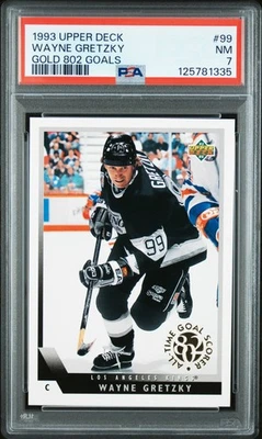 1993 UPPER DECK GOLD 802 GOALS #99 WAYNE GRETZKY PSA 7 - Image 1 of 2