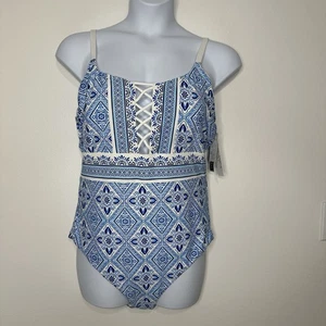 NWT La Blanca One Piece Swimsuit Womens Size 20W Capri Blue Strappy Mio - Picture 1 of 11