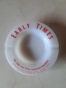 VINTAGE EARLY TIMES Milk Glass Ashtray KENTUCKY BOURBON True Old Style - Picture 1 of 4