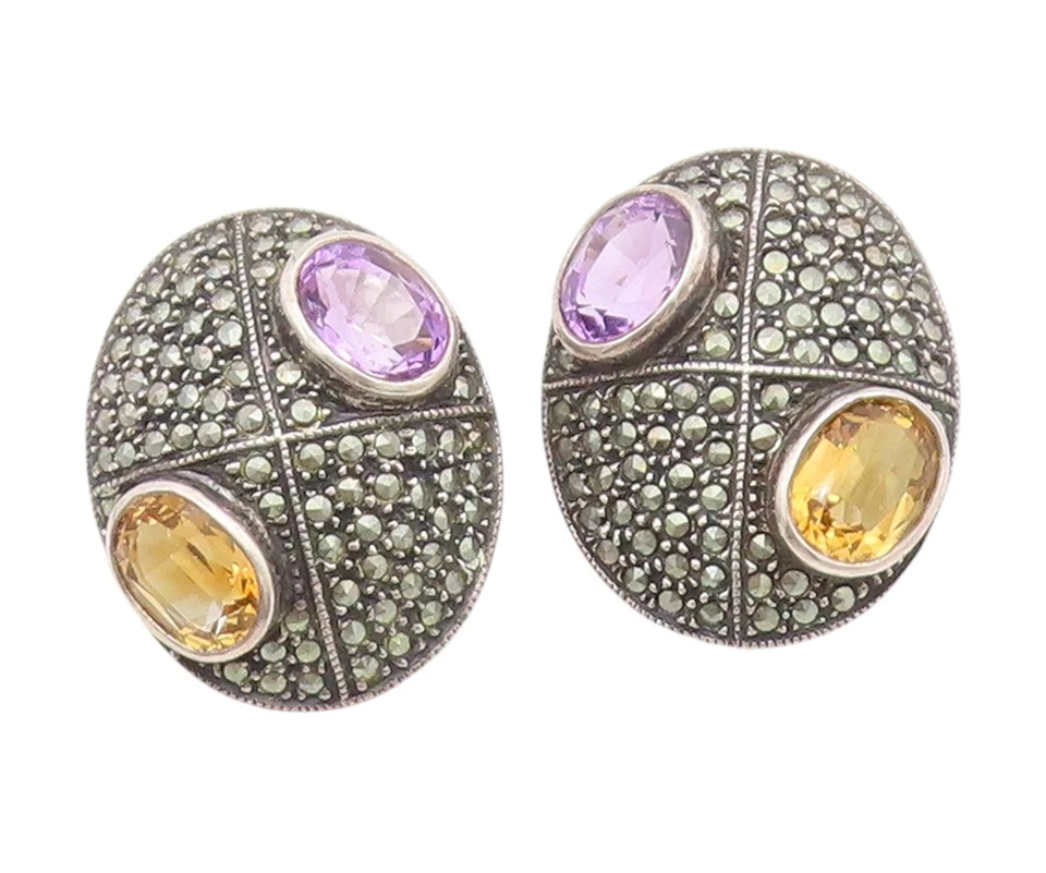 Pendientes vintage de plata de ley 925 JUDITH JACK amatista y citrino EG13946 Foto 1 de 4