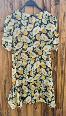 TOPSHOP KATE MOSS YELLOW FLORAL SUNFLOWER TEA DRESS & SLIP UK 14 FITS LIKE A 10 - Изображение 1 из 4