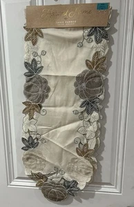 Harvest Home Pumpkin Mirage Gray Table Runner 14 X 72 New - Picture 1 of 4