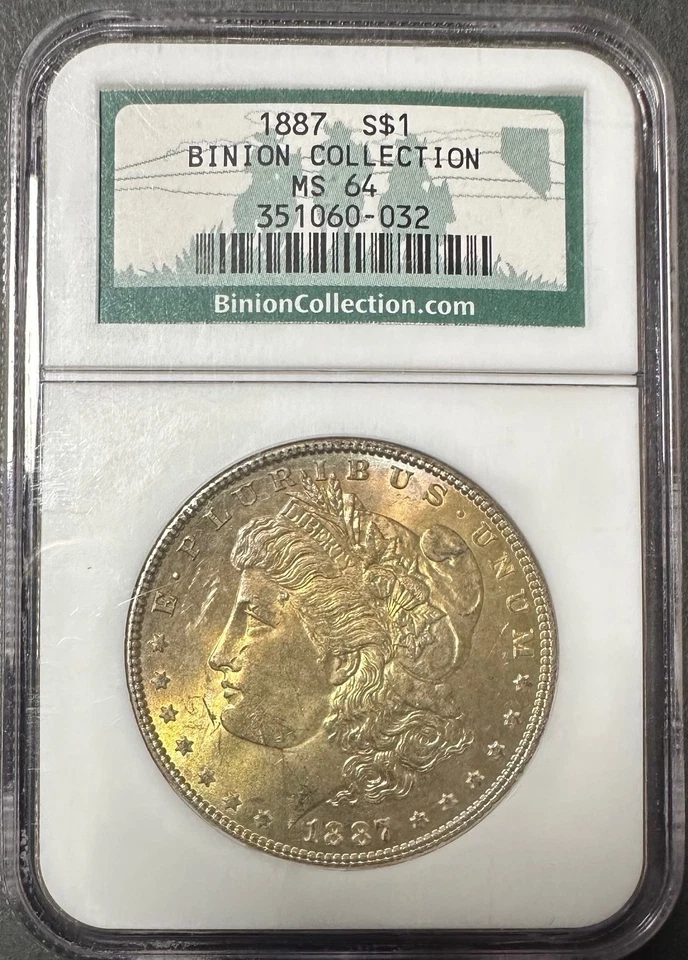 1887  $1  Morgan Silver Dollar Binion Collection MS 64  ** Nice Tone ** - Image 1 of 4