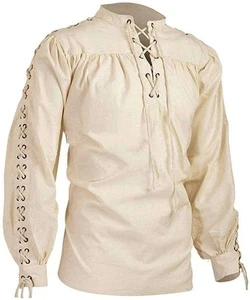Blusa Victoriana Medieval con Volantes Top Camisas Reino Unido Para Hombre Steampunk De Colección Gótica - Imagen 1 de 10