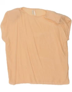 VINTAGE Womens See Through Sleeveless Blouse Top UK 14 Medium Yellow Silk BH98 - Picture 1 of 5