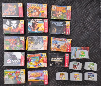 Nintendo 64 games with box and manuals( + loose games). Read description first. - Image 1 of 4