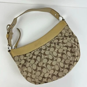 Coach Signature Hobo Bag Purse Tan Brown Monogram Logo - Picture 1 of 10