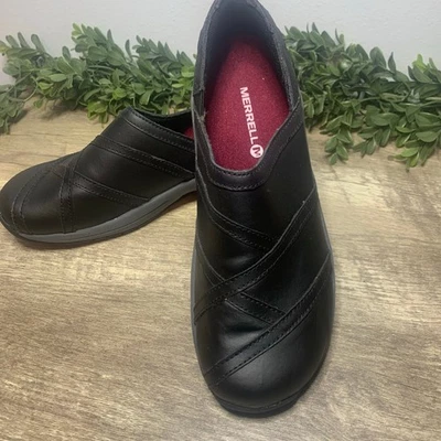 Merrell Black Jovilee Leather Slip On Shoes Ladies Sz 9 Comfort - Image 1 of 4